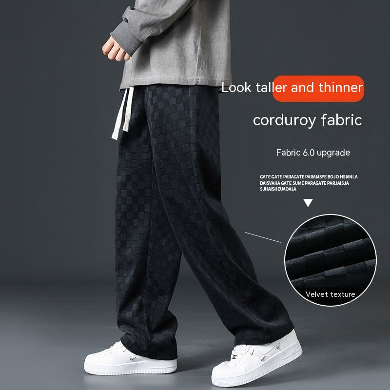 Loose Chessboard Plaid Straight Sweatpants Forge Maison