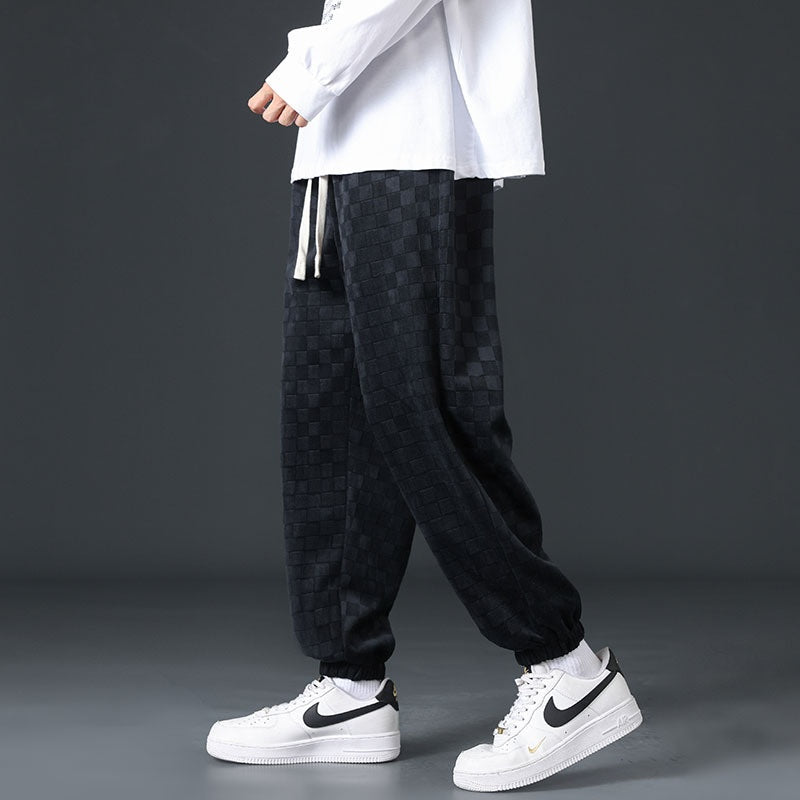 Loose Chessboard Plaid Straight Sweatpants Forge Maison