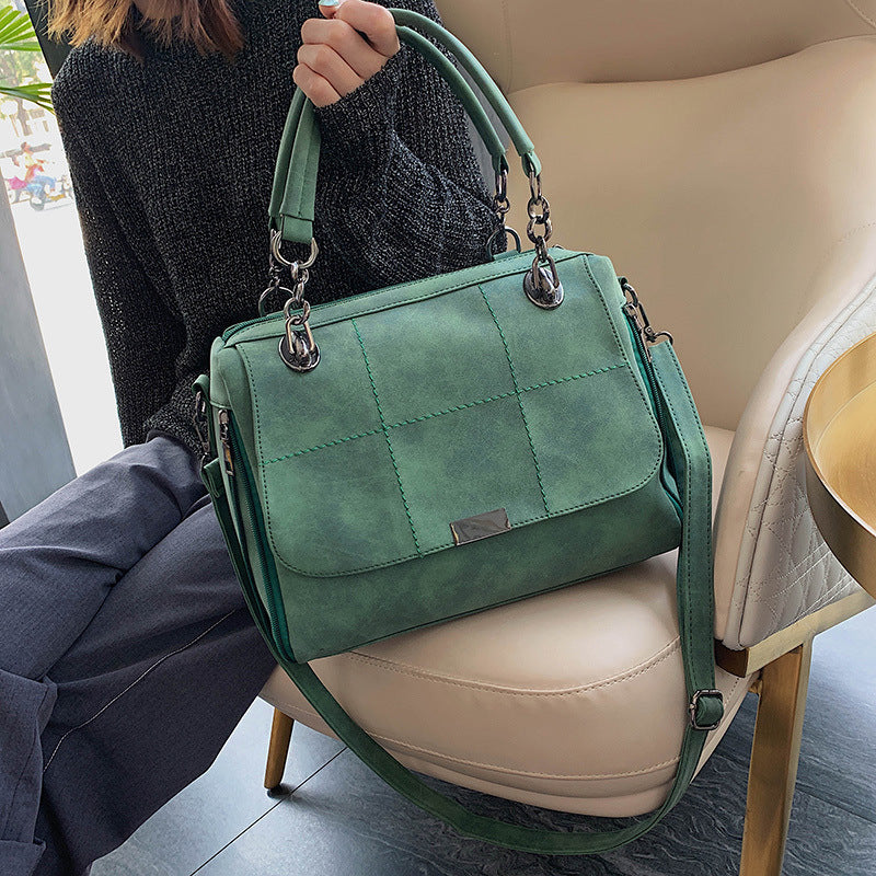 Matte Women  Scrub Female Shoulder Bags Large Capacity Matcha Green PU Leather Lady Totes Boston Bag for Travel Hand Bags Forge Maison