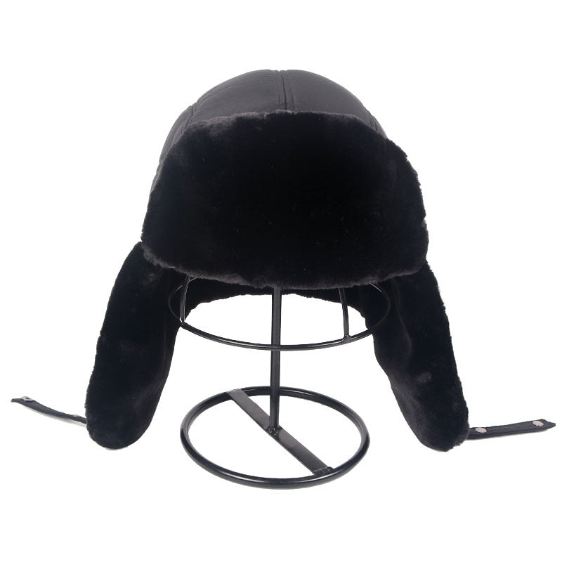 Plus Velvet Thick Warm And Windproof Lei Feng Hat Black Ear Protection Forge Maison
