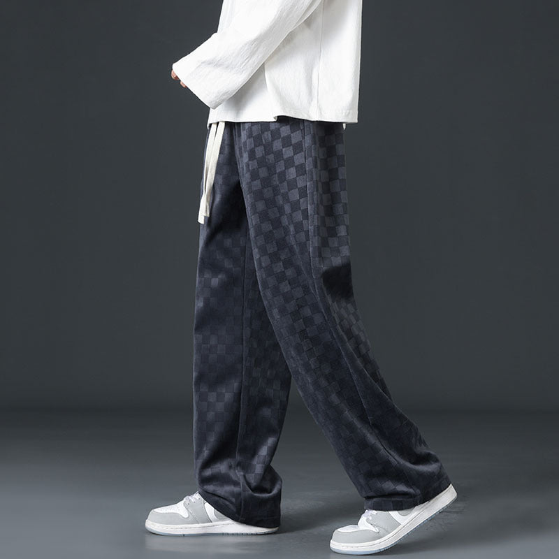 Loose Chessboard Plaid Straight Sweatpants Forge Maison