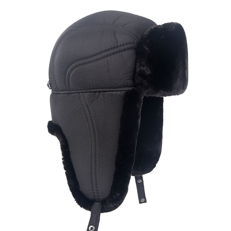 Plus Velvet Thick Warm And Windproof Lei Feng Hat Black Ear Protection Forge Maison