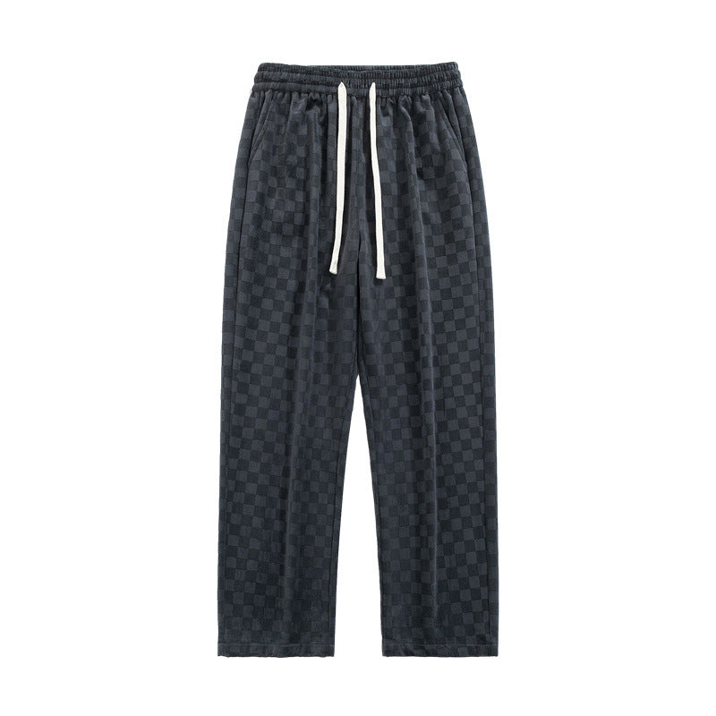 Loose Chessboard Plaid Straight Sweatpants Forge Maison