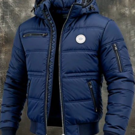 Mens Solid-Color Casual Cotton Padded Jacket Forge Maison