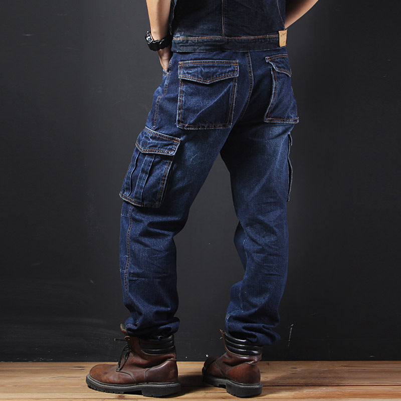 Men's Straight Cargo Pants Loose Plus Size Plus-sized Fat Guy's Pants Jeans Forge Maison