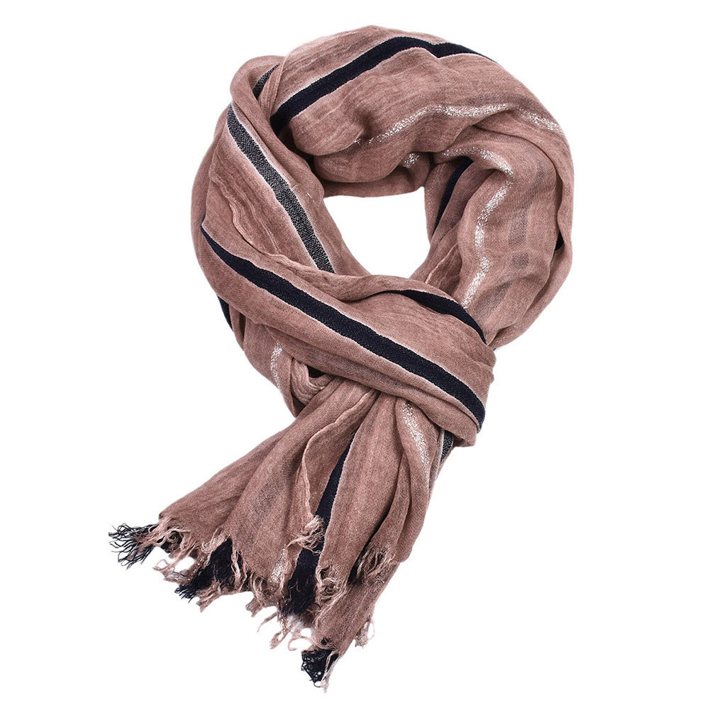 Men's Retro Gentleman Gold Thread Striped Scarf Forge Maison