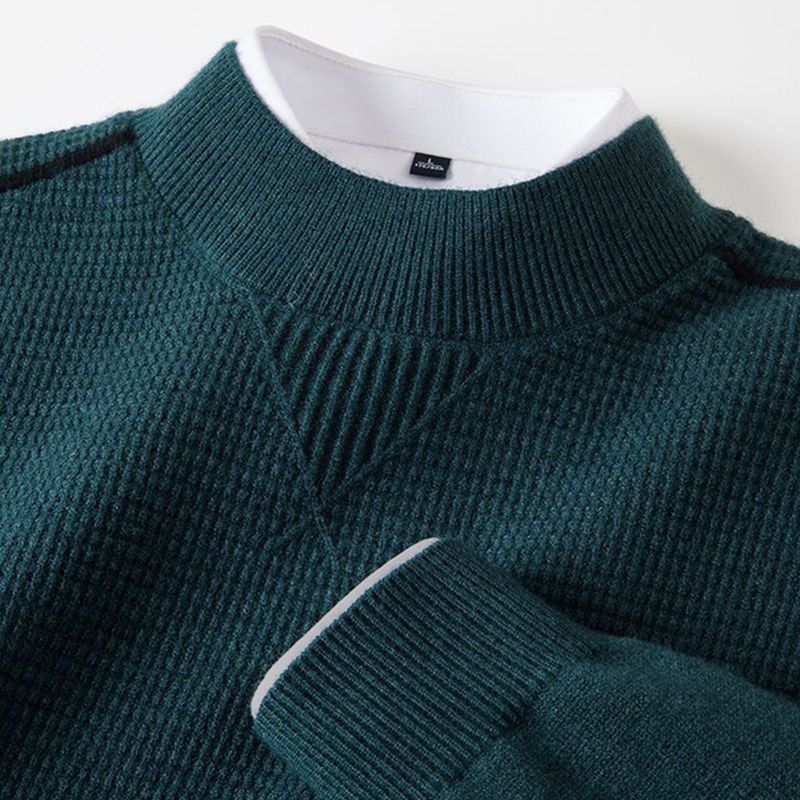 Heritage Pattern Stand Collar Sweater Forge Maison