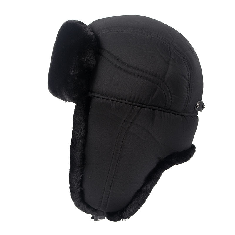 Plus Velvet Thick Warm And Windproof Lei Feng Hat Black Ear Protection Forge Maison