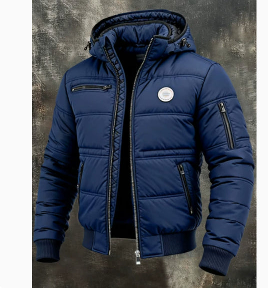 Mens Solid-Color Casual Cotton Padded Jacket Forge Maison