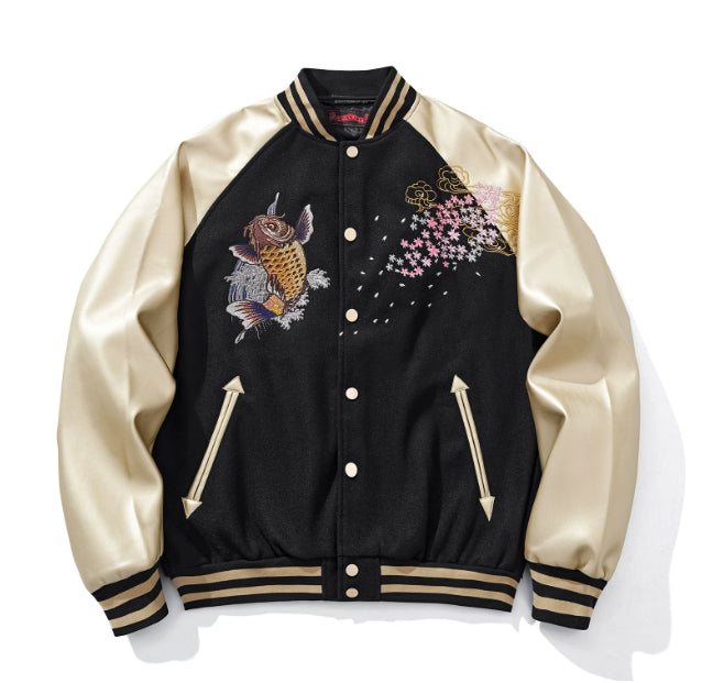 Embroidered Carp Varsity Jacket Forge Maison