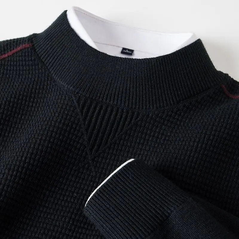 Heritage Pattern Stand Collar Sweater Forge Maison