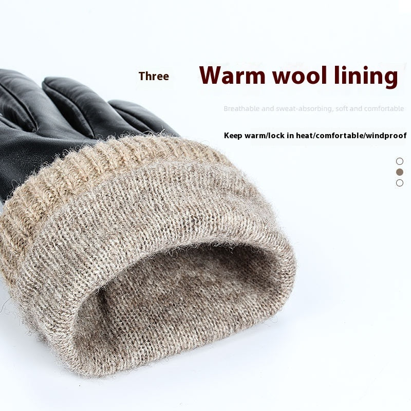 Fleece-lined Windproof Winter Sheepskin Warm Gloves Forge Maison