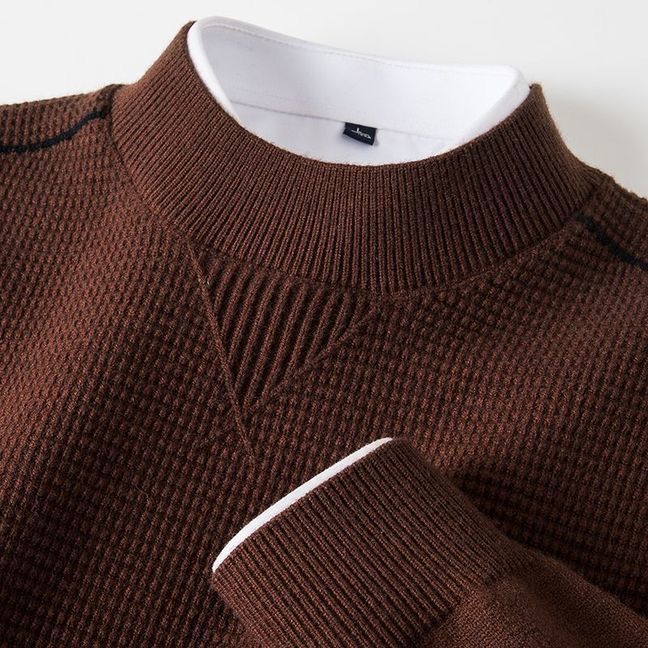 Heritage Pattern Stand Collar Sweater Forge Maison
