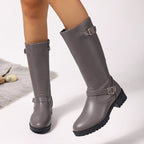 Low-heeled Tall Boots With Zippers Forge Maison