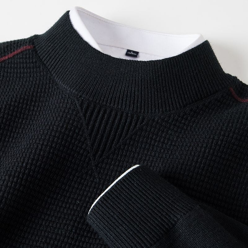 Heritage Pattern Stand Collar Sweater Forge Maison