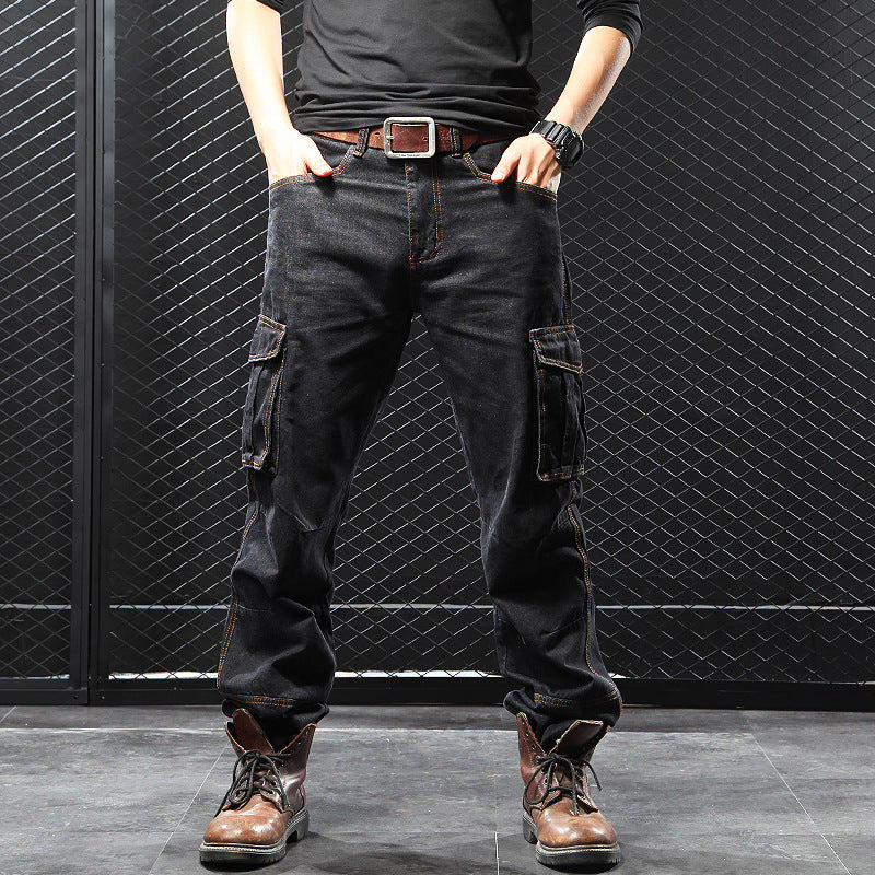 Men's Straight Cargo Pants Loose Plus Size Plus-sized Fat Guy's Pants Jeans Forge Maison