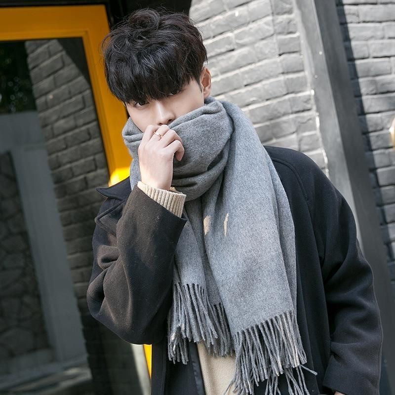 Mens Warm Versatile Solid-color Extra-thick Neck Gaiter Forge Maison