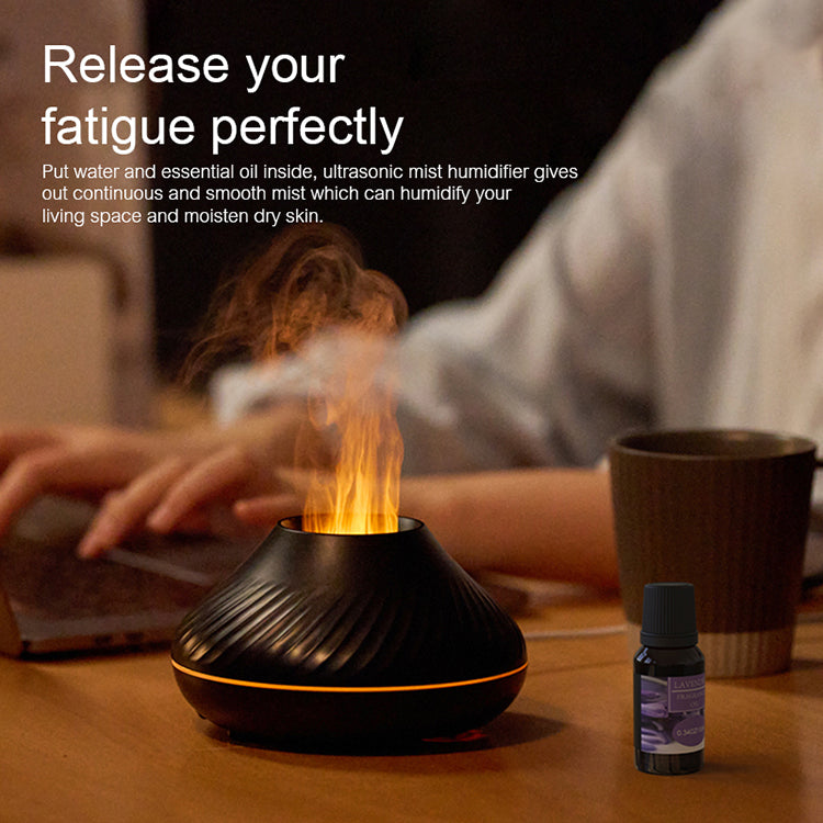 Aroma Diffuser 3d Colorful Flame Humidifier Volcano Flame Forge Maison