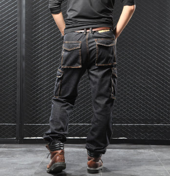 Men's Straight Cargo Pants Loose Plus Size Plus-sized Fat Guy's Pants Jeans Forge Maison