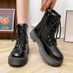 Versatile Lace-up Martin Boots With Thick Heels Forge Maison