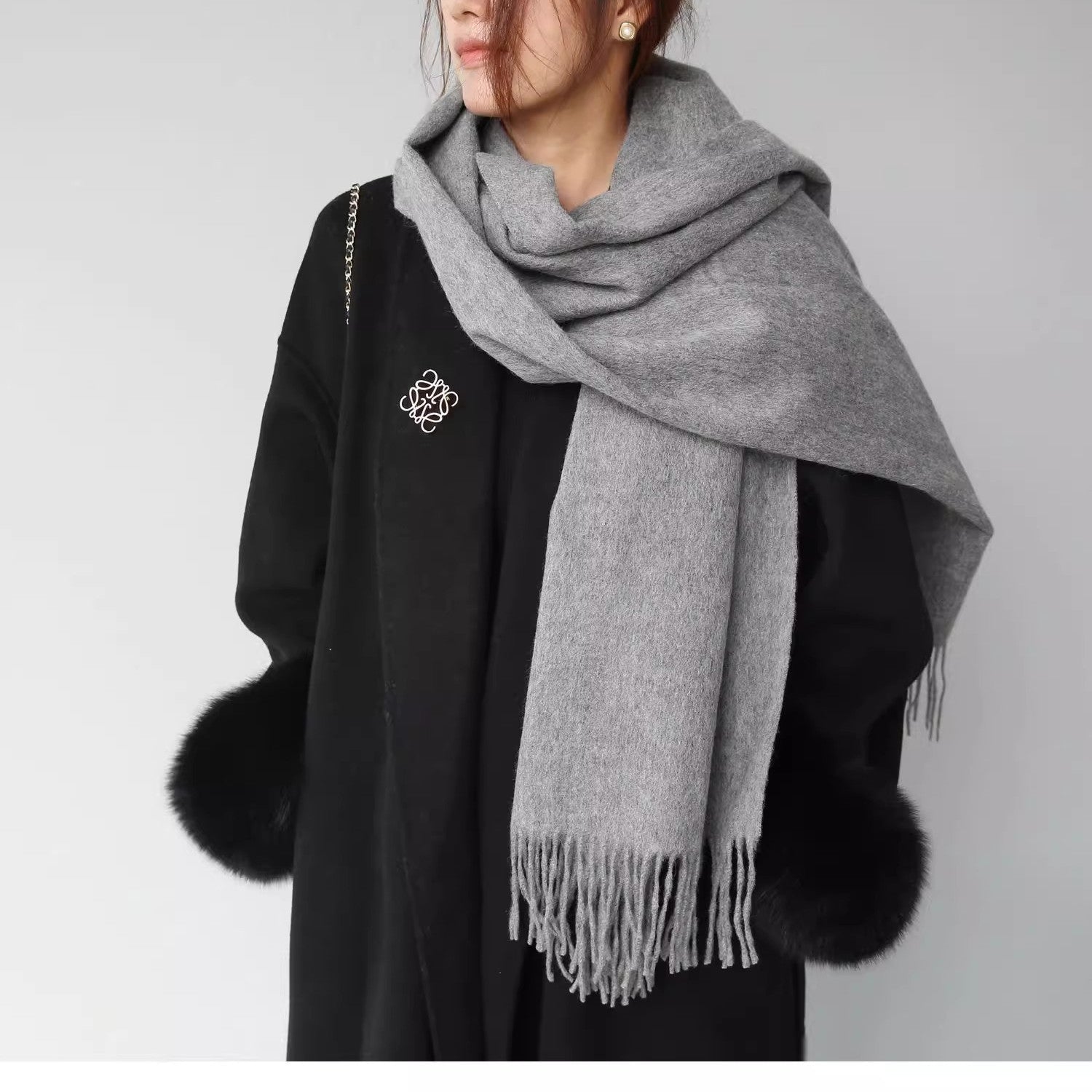 Mens Warm Versatile Solid-color Extra-thick Neck Gaiter Forge Maison