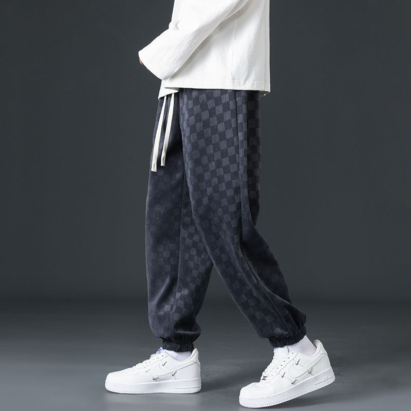 Loose Chessboard Plaid Straight Sweatpants Forge Maison